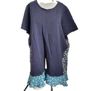 Logo Lounge 3X dress shirt patchwork flower paisley short sleeve knit